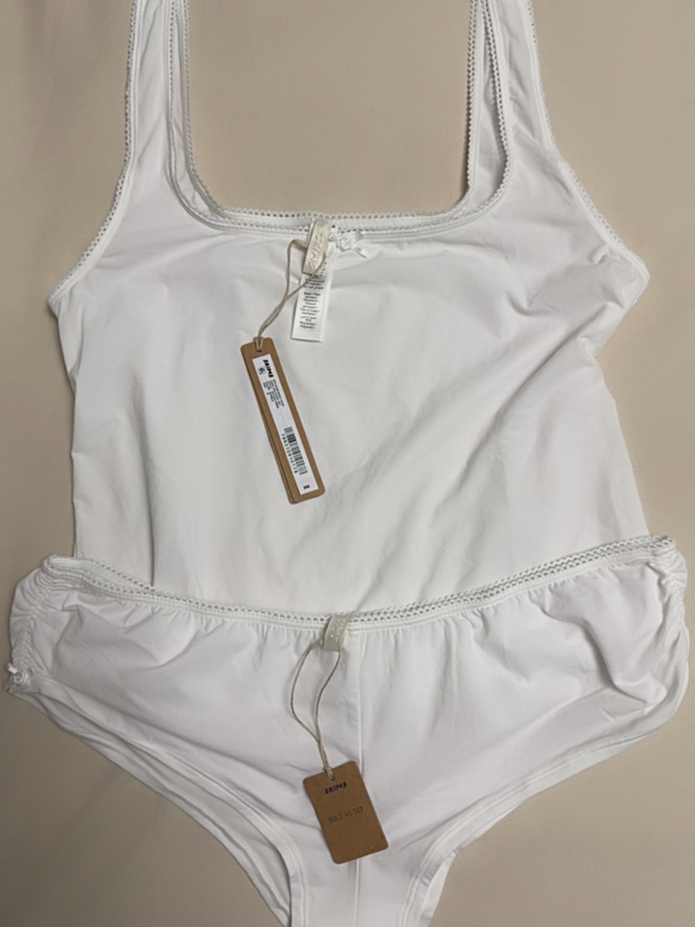 SKIMS Kids White One-Piece Swimsuit with Scoop Neck